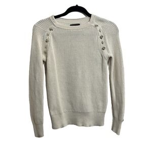 Banana Republic Ivory Rhinestone Sweater SZ XS